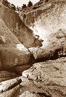 Место спуска дюльфером в Восточном каньоне